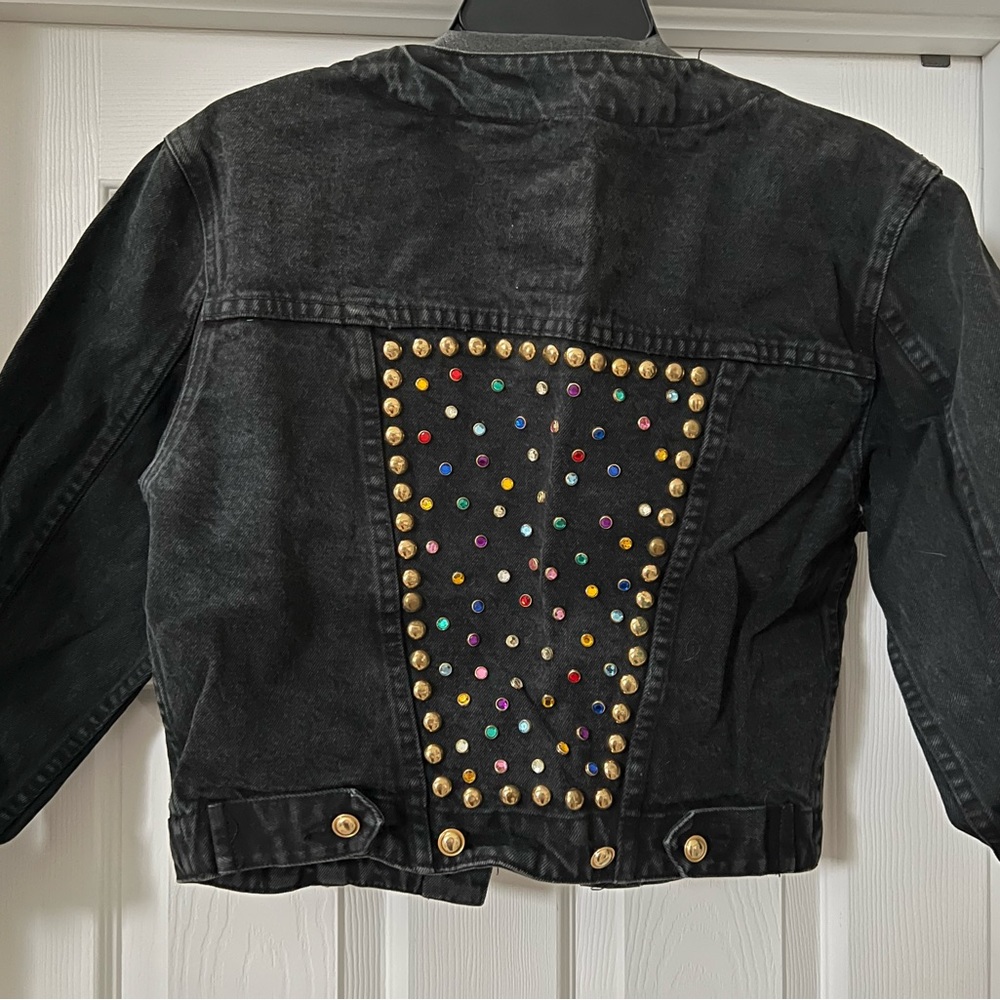 Black rhinestone jean jacket - Picture 3 of 3
